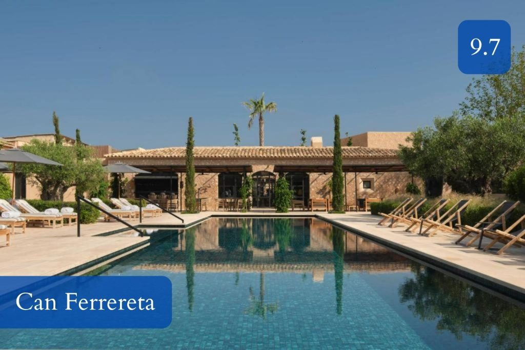 quiet garden pool and art-filled mansion interiors