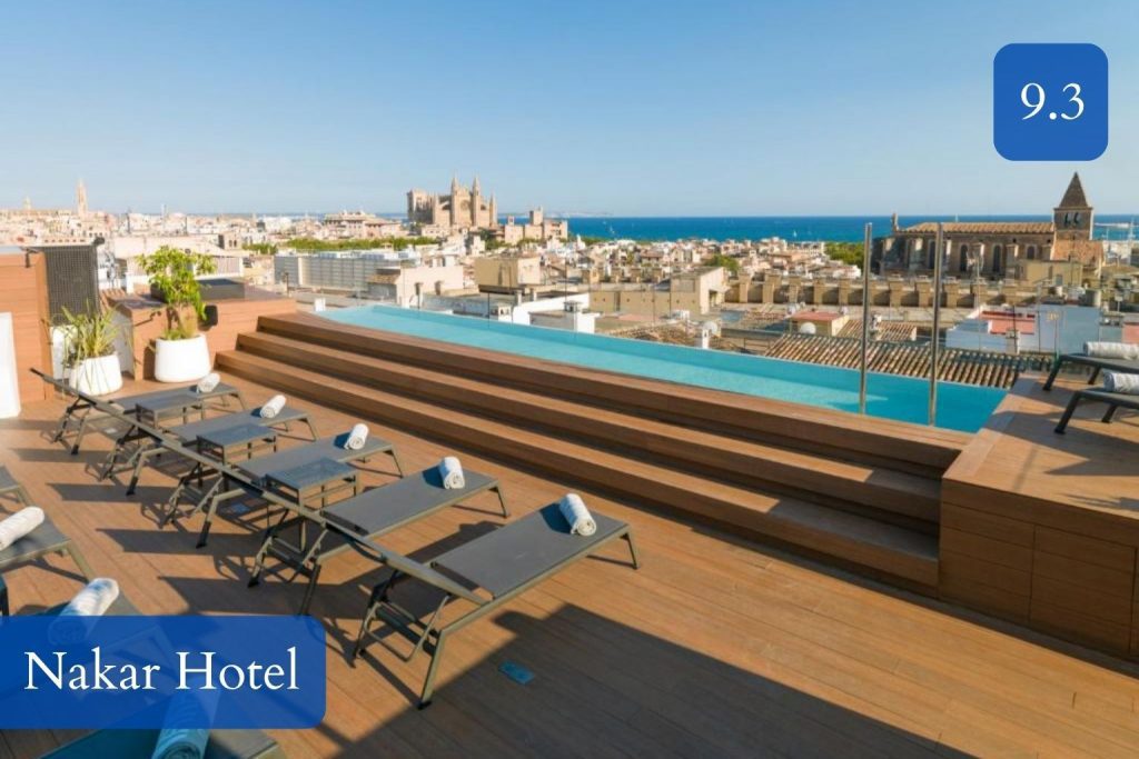 rooftop pool with views across Palma rooftops