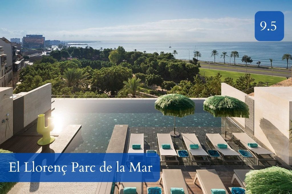 rooftop pool with views over Palma Bay