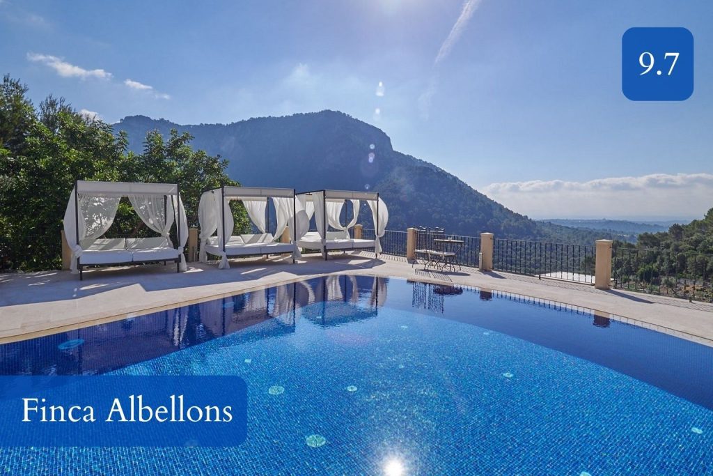 infinity pool overlooking a silent valley in Binibona