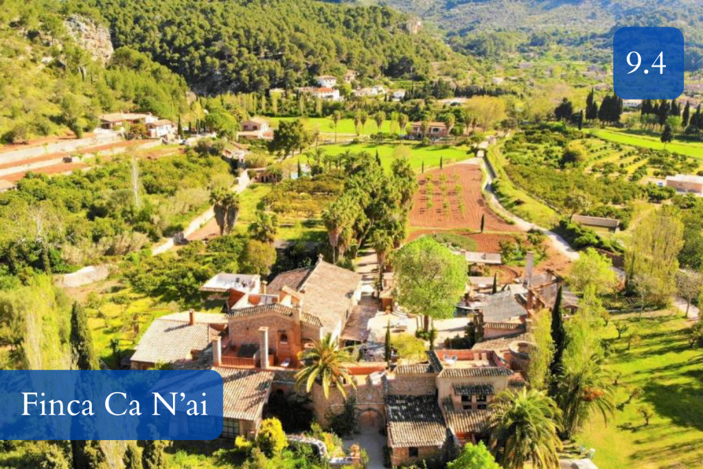 stone finca among citrus groves and mountain views