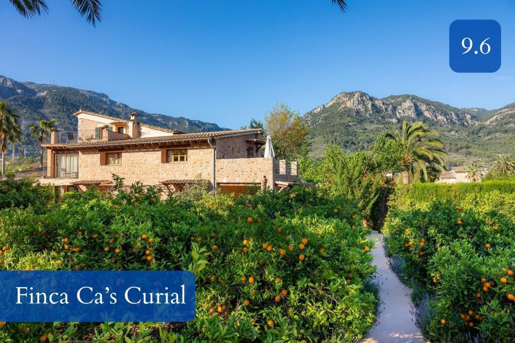 stone finca, gardens and Tramuntana backdrop