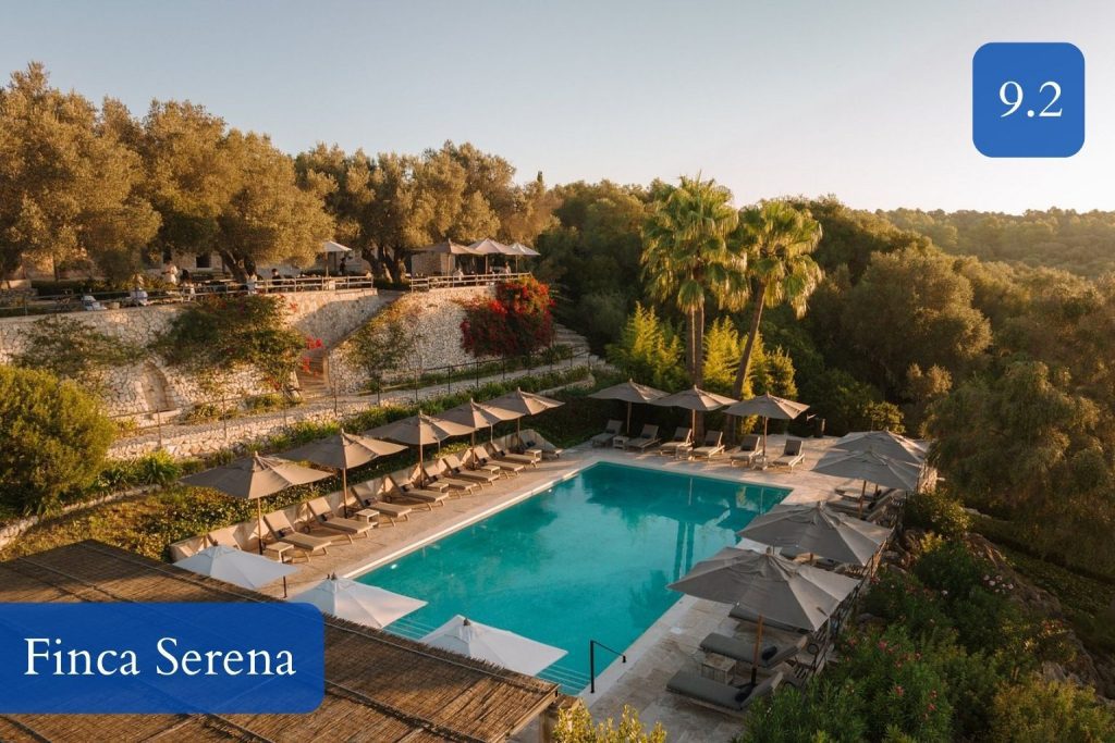 elevated pool, vineyards and lavender fields in central Mallorca