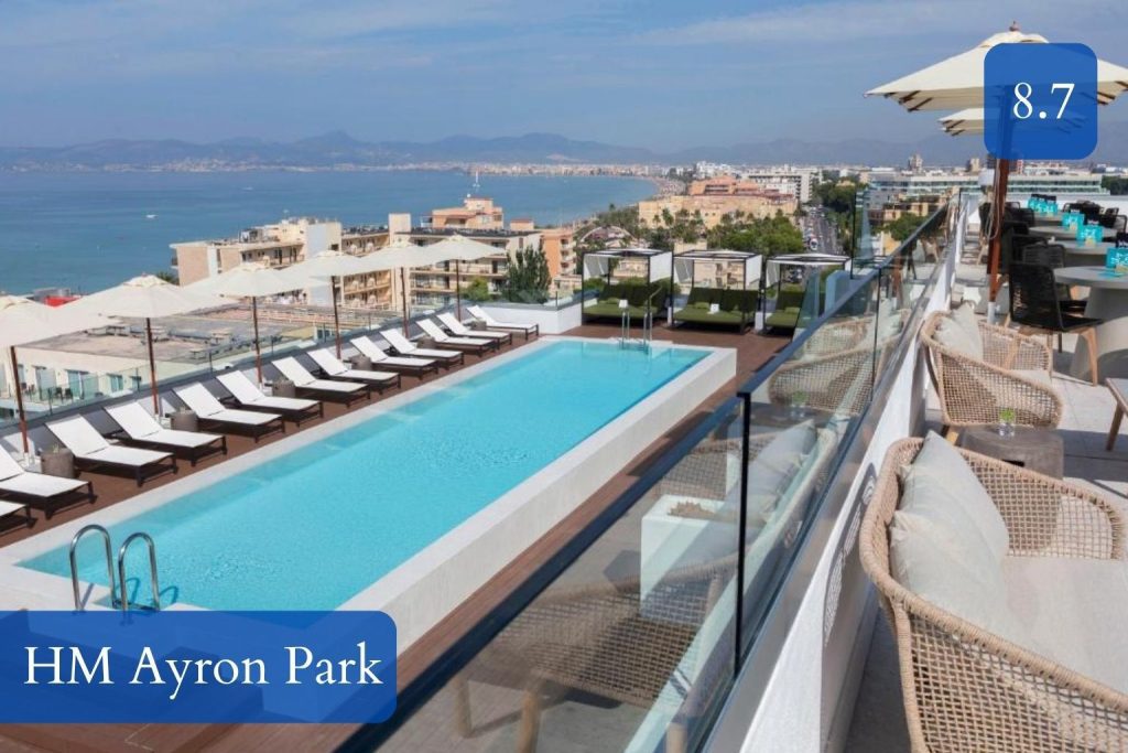 rooftop or upper pool deck near the beach