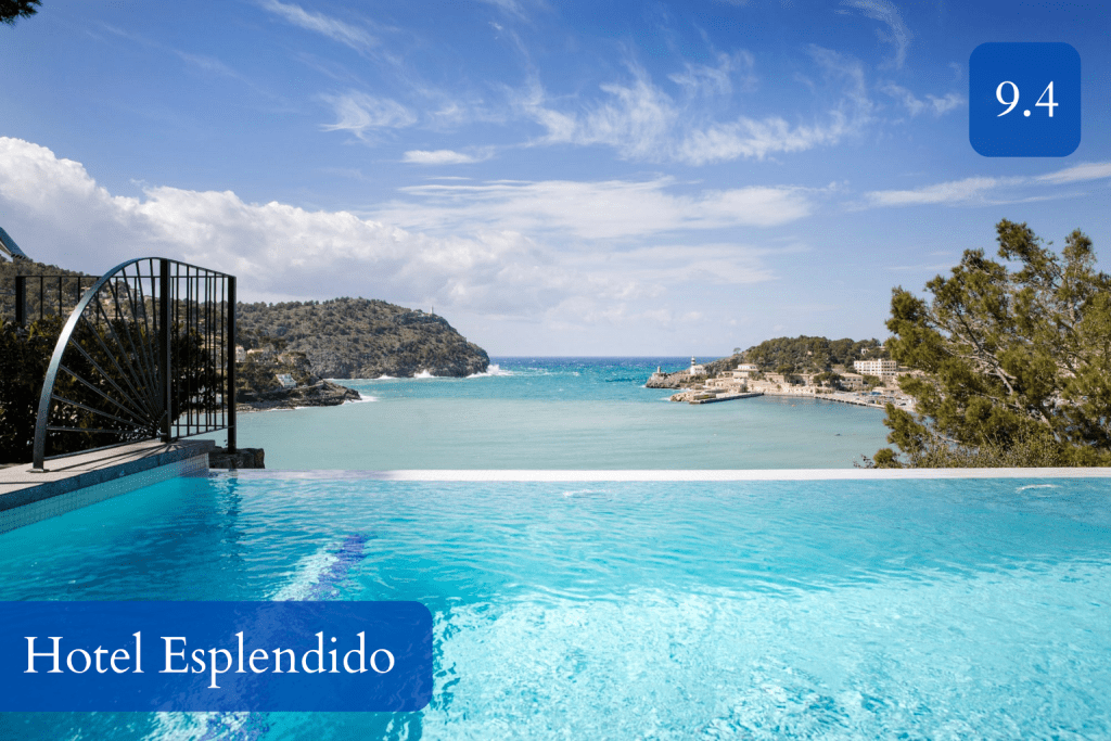 tiered infinity pool above the promenade with sea and mountain views