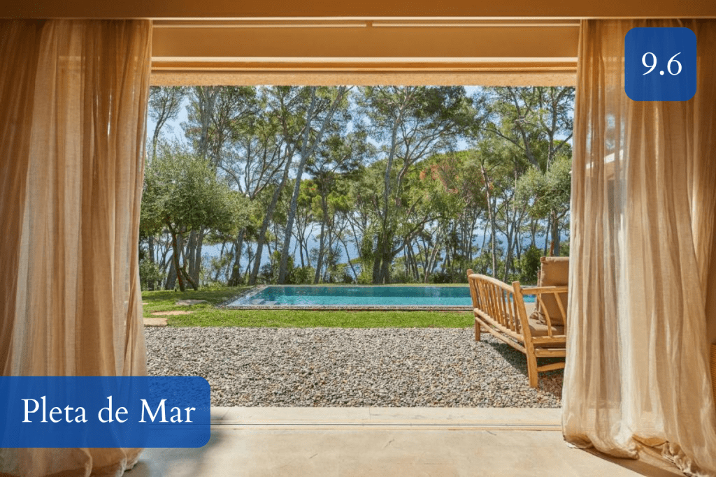 low-rise suites and terraces above the sea