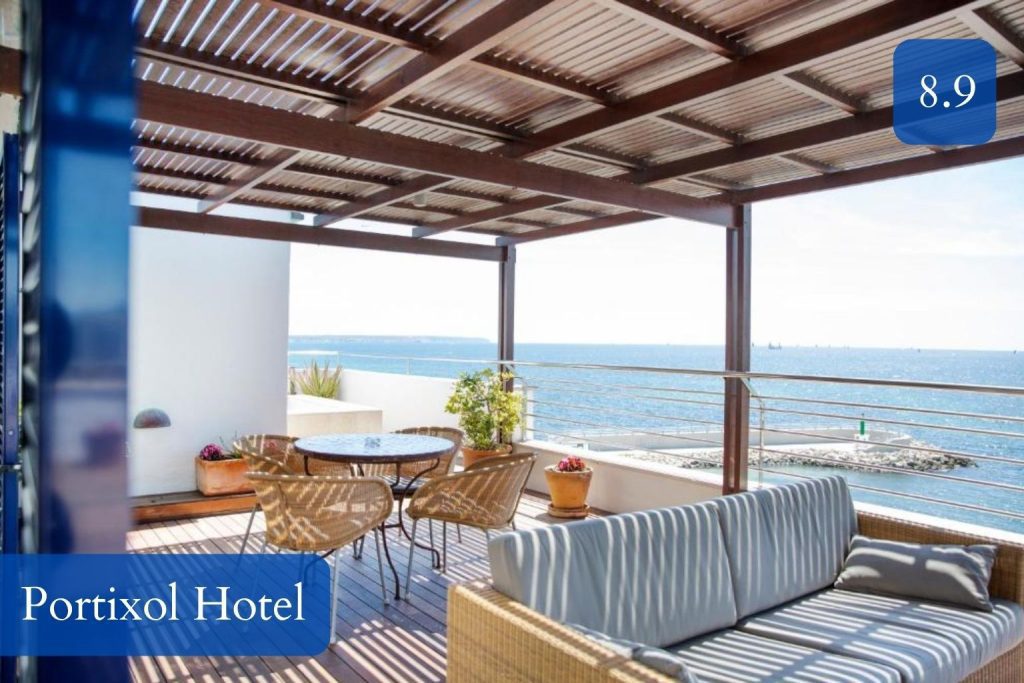 seafront terrace overlooking Portixol harbour