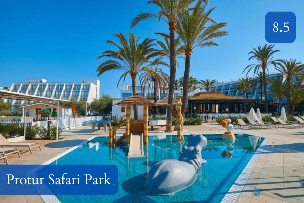 family aparthotel pools, mini club and gardens near Sa Coma beach