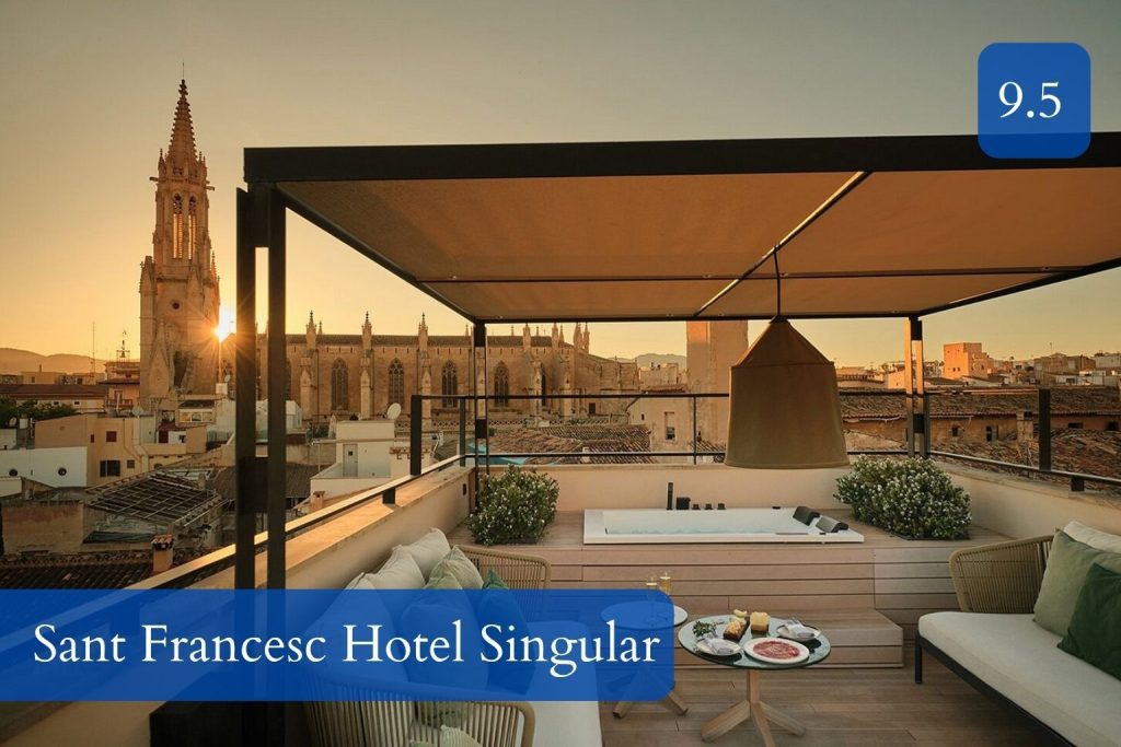 rooftop terrace and elegant mansion courtyard