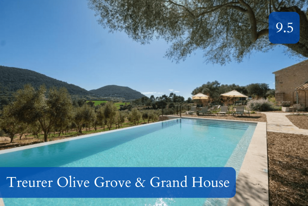 infinity pool overlooking olive groves and the Randa valley