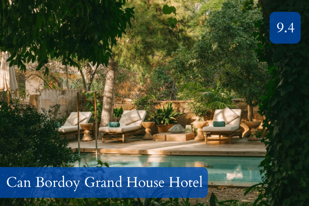 lush garden courtyard inside a historic Palma house