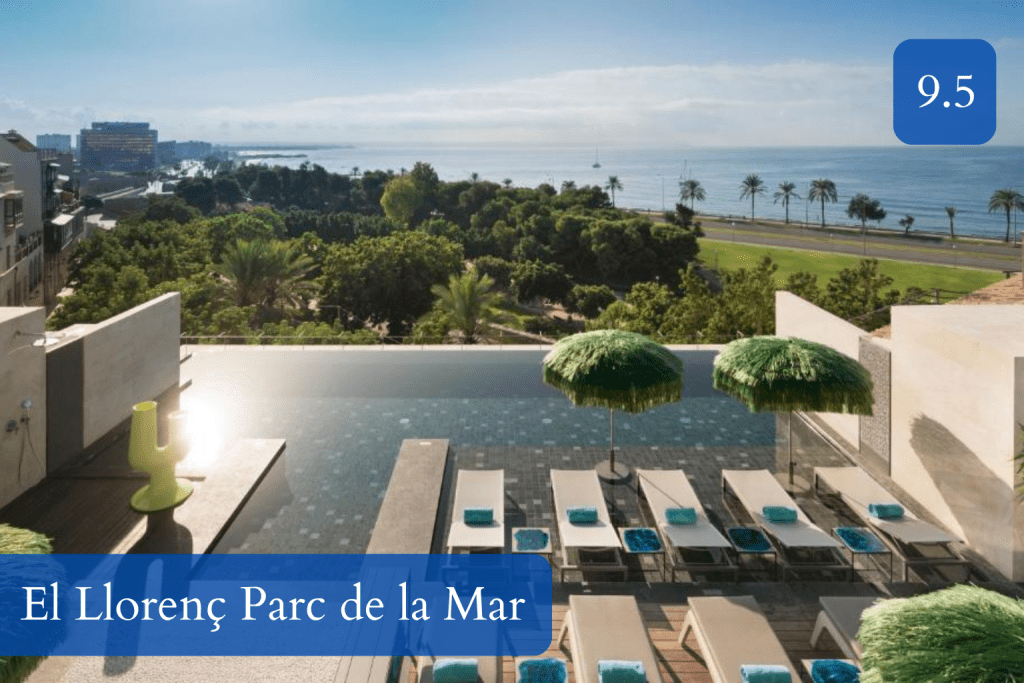 rooftop pool with views over Palma Bay