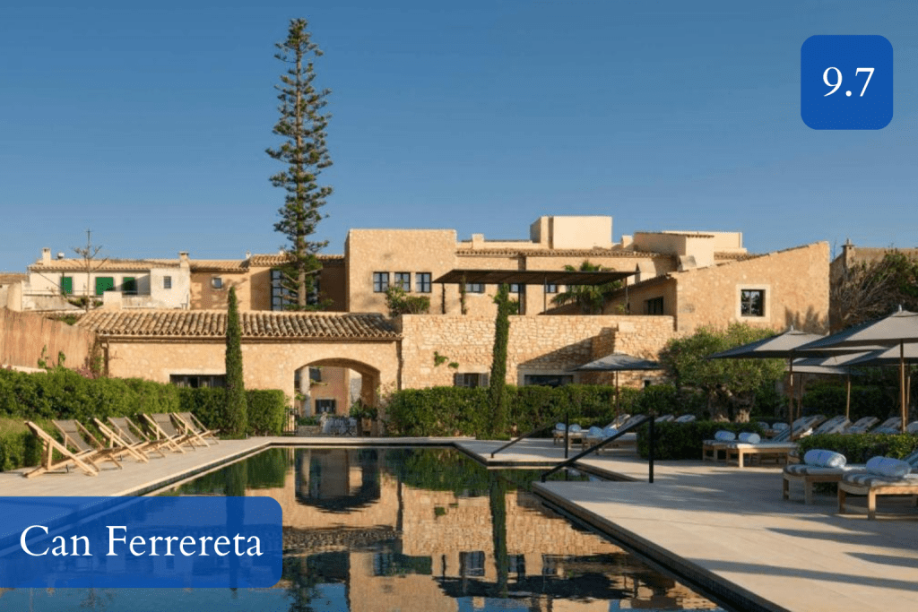 cypress-lined garden pool and art-filled interiors