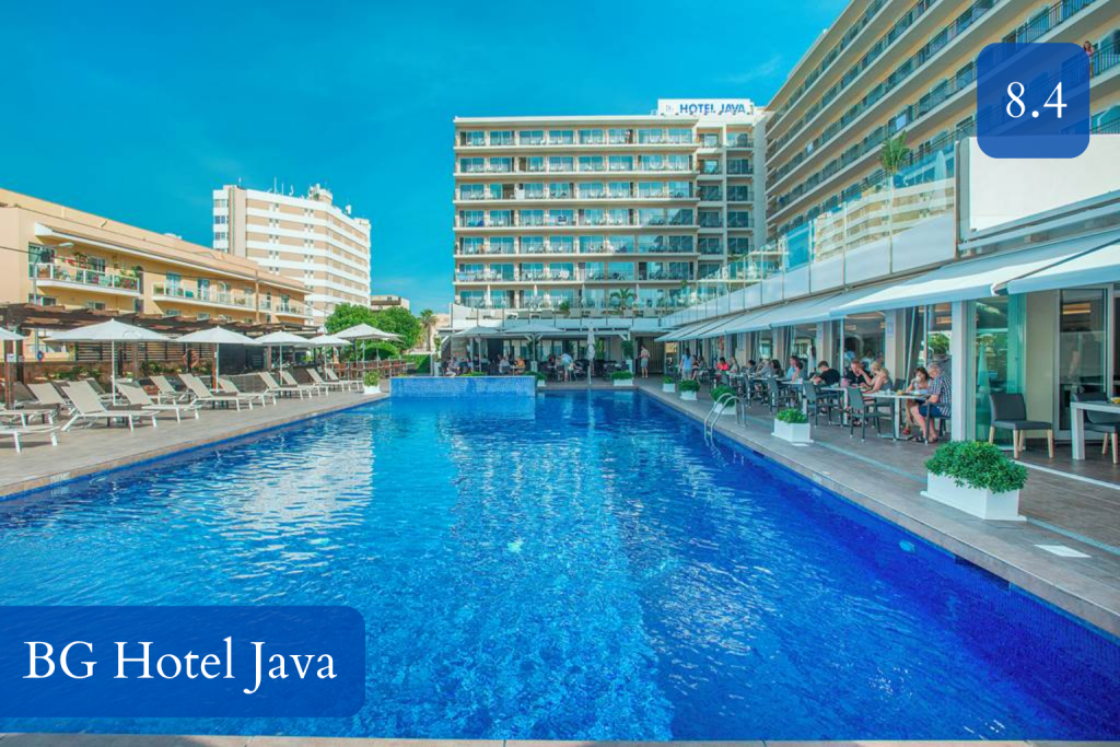 seafront-facing hotel with pool and broad beach nearby