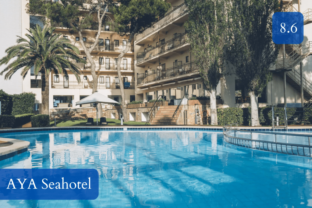 beachfront terrace and sea-facing pool area
