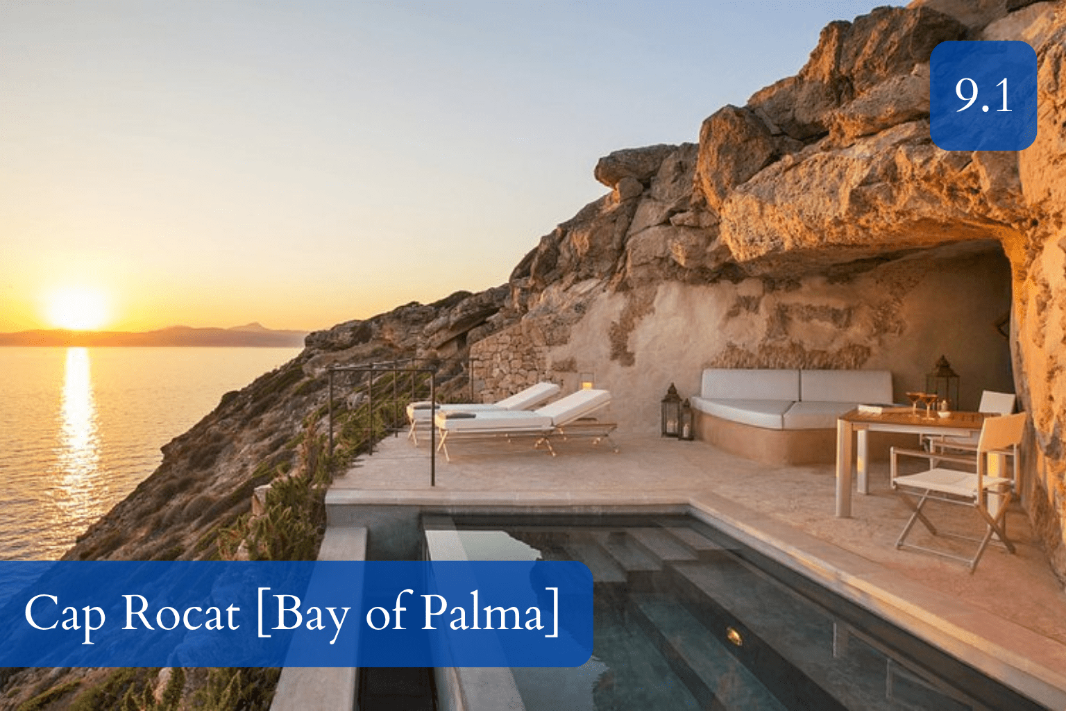 fortress terraces above the sea at sunset