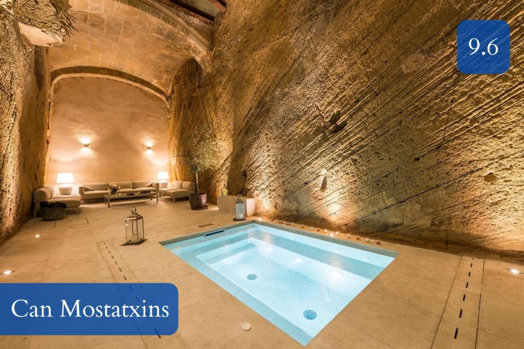 medieval stone courtyard and small plunge-pool area