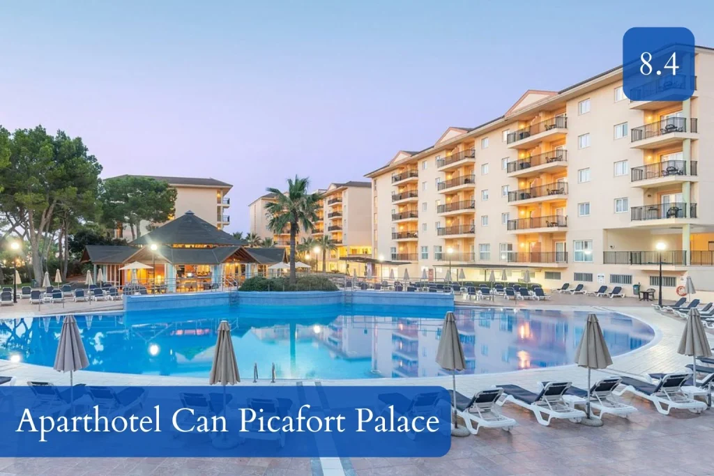 Outdoor pool area at Aparthotel Can Picafort Palace in Can Picafort, Mallorca