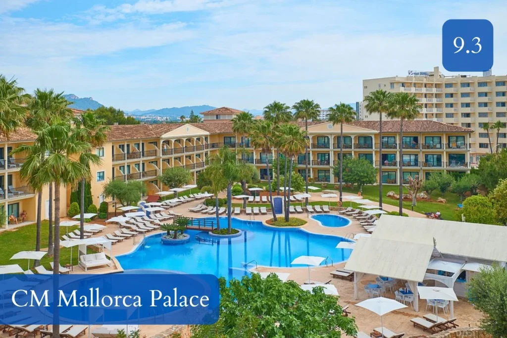 Resort pool complex at CM Mallorca Palace in Sa Coma, Mallorca