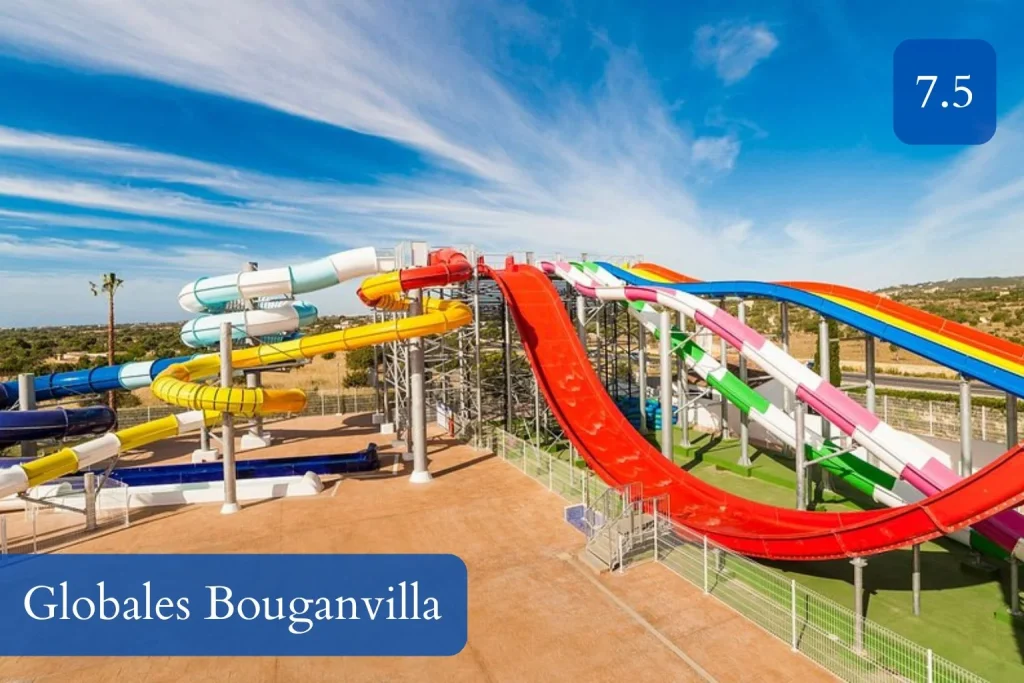 Large water slides at Globales Bouganvilla in Sa Coma, Mallorca