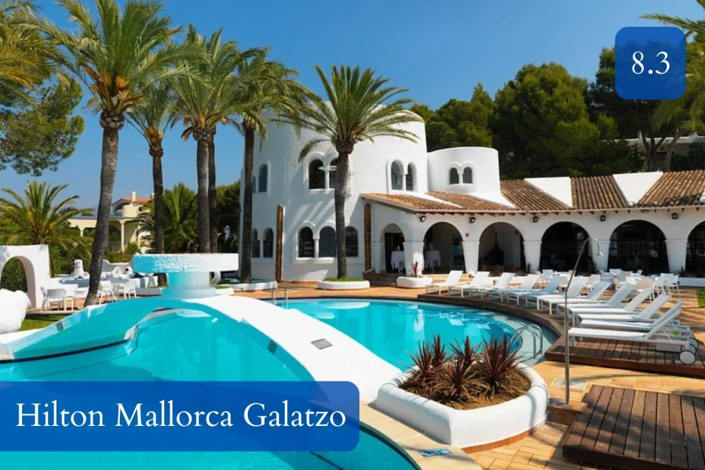 Mediterranean-style pool area at Hilton Mallorca Galatzo in Costa de la Calma, Mallorca