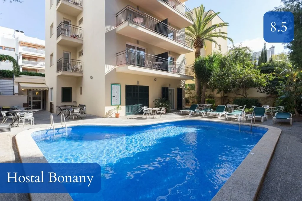 Outdoor swimming pool at Hostal Bonany in Palma, Mallorca