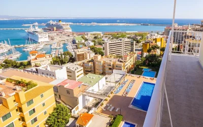 Harbor and sea views from Hotel Amic Horizonte overlooking Palma Marina in Mallorca