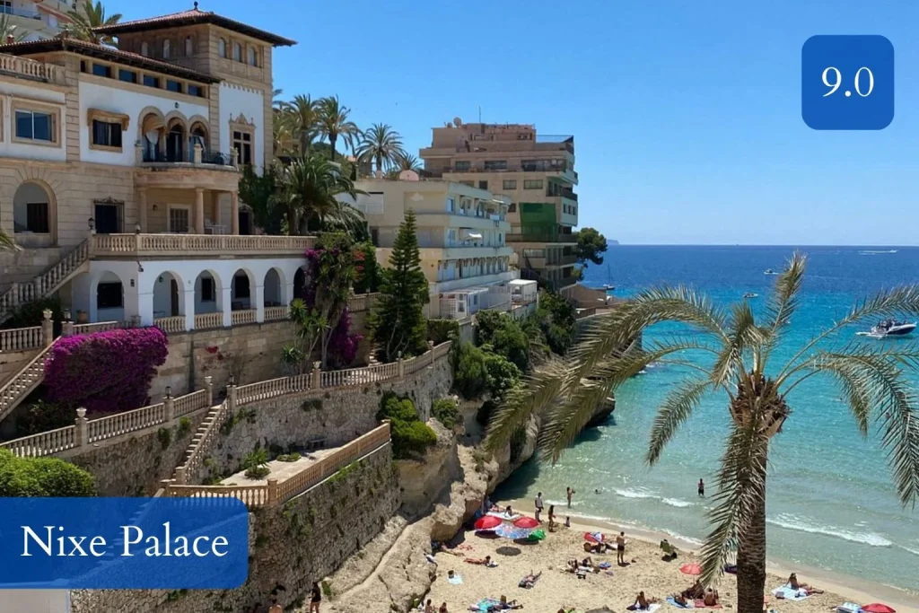 Beach view from Hotel Nixe Palace overlooking Cala Major in Palma de Mallorca