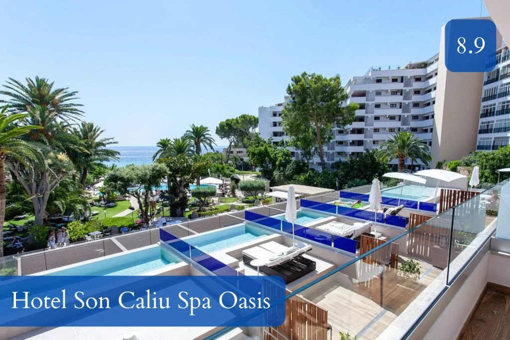 Private swim-up terrace and outdoor pool at Hotel Son Caliu Spa Oasis in Son Caliu near Palmanova, Mallorca.