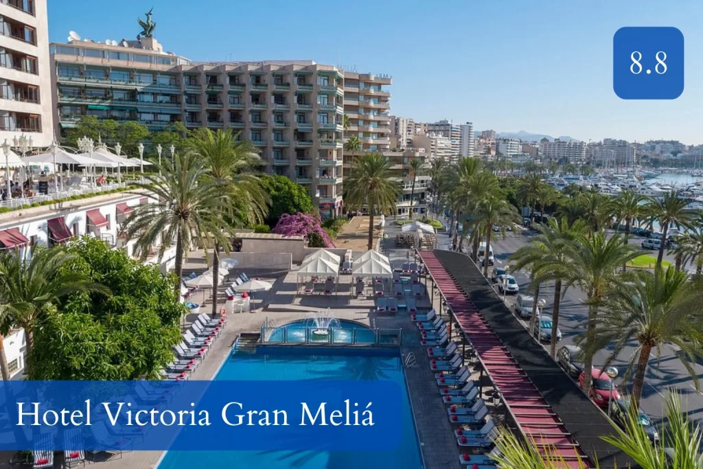 Pool and marina view at Hotel Victoria Gran Meliá on Paseo Marítimo in Palma de Mallorca