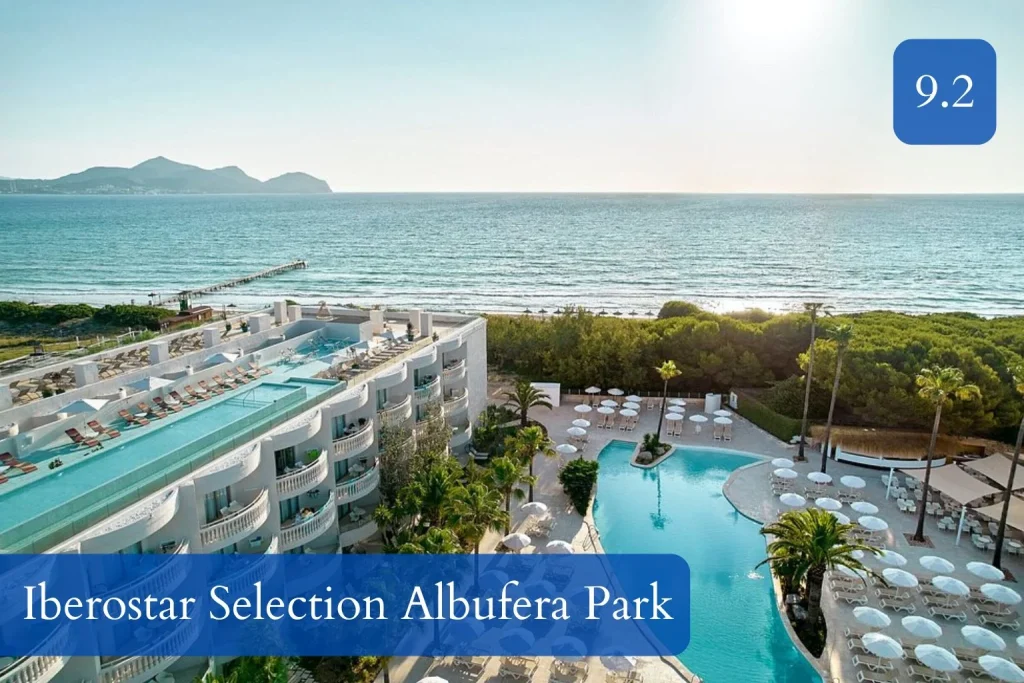 Beachfront pool and sea views at Iberostar Selection Albufera Park in Playa de Muro, Mallorca
