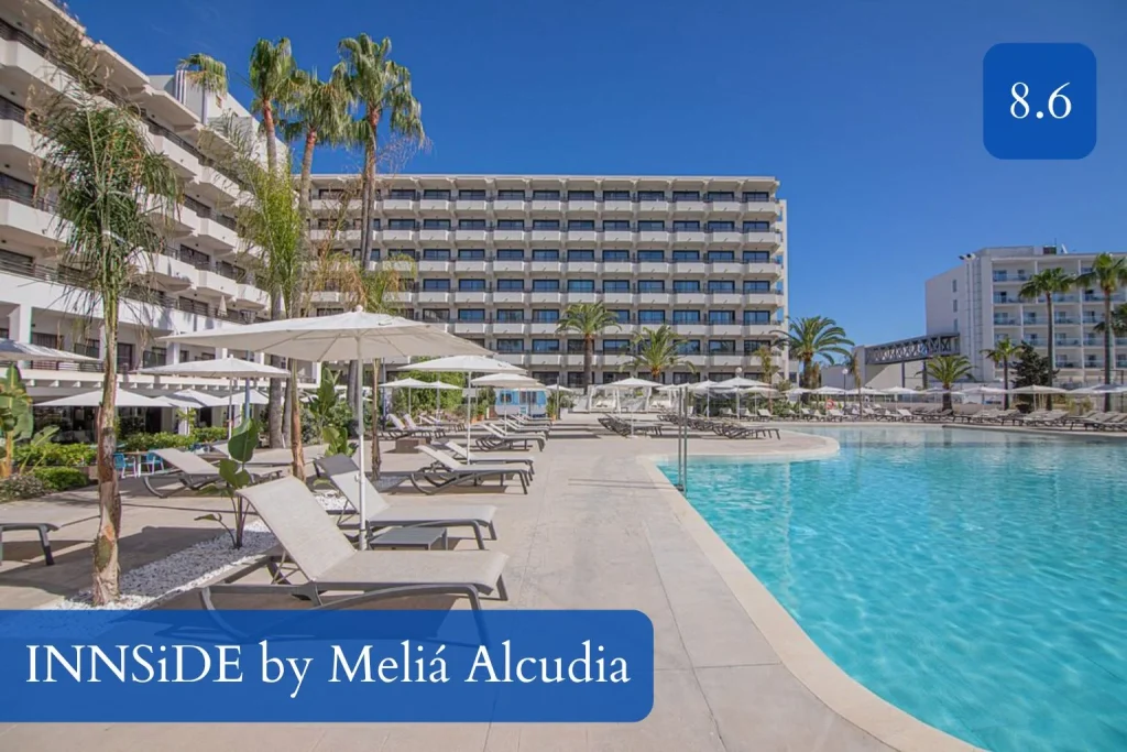 Outdoor pool and sun terrace at INNSiDE by Meliá Alcudia in Port d’Alcúdia, Mallorca.