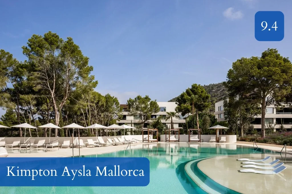 Main outdoor swimming pool at Kimpton Aysla Mallorca in Santa Ponça, Mallorca.