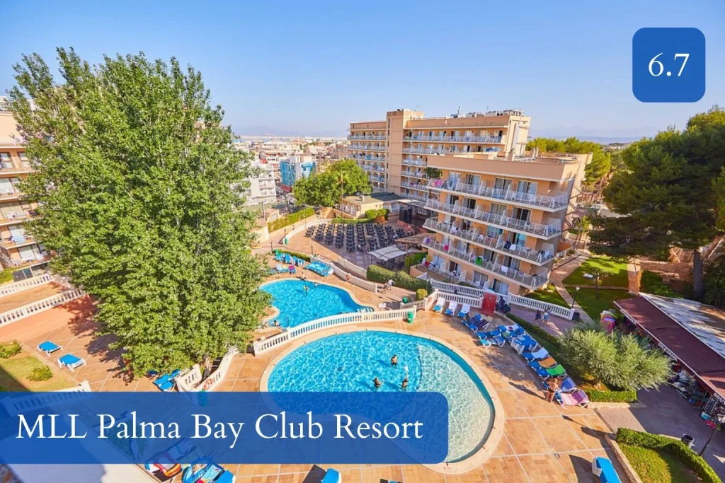 Outdoor swimming pools at MLL Palma Bay Club Resort in El Arenal, Playa de Palma, Mallorca.
