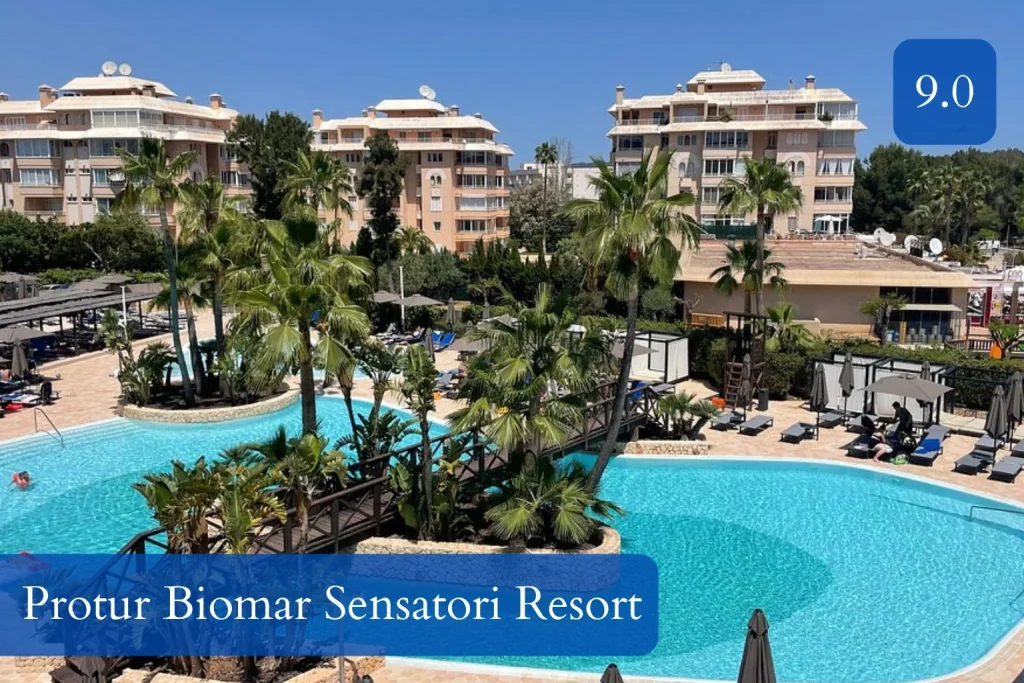Lagoon-style pool at Protur Biomar Sensatori Resort in Sa Coma, Mallorca