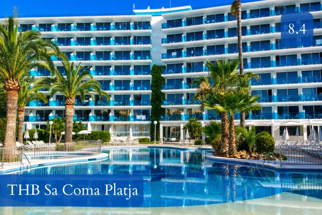 Outdoor pool area at THB Sa Coma Platja on the Sa Coma seafront, Mallorca