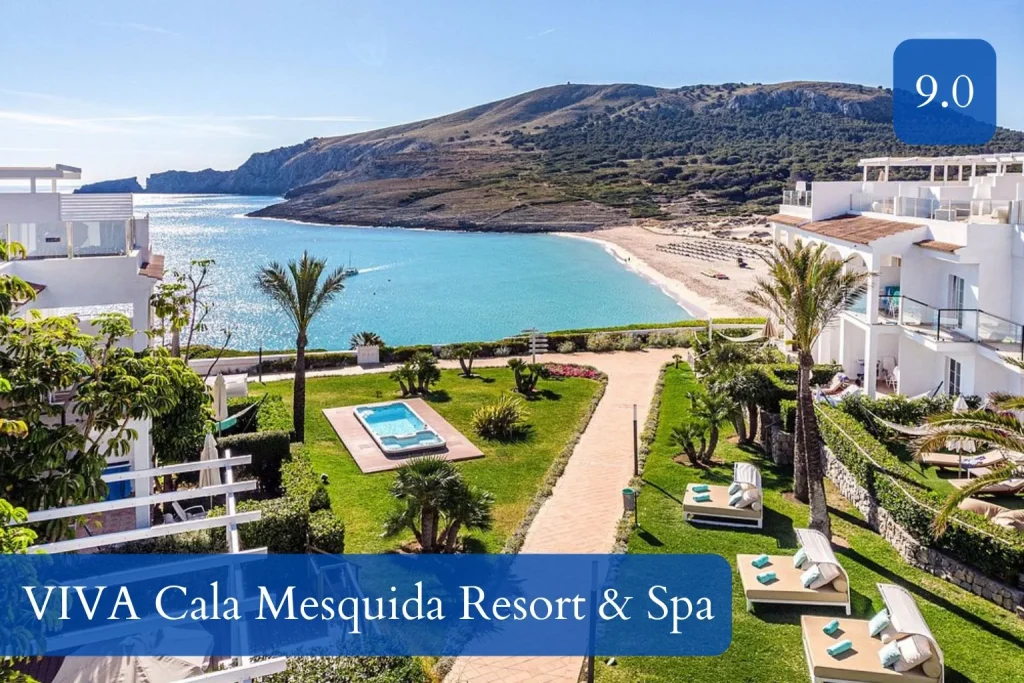 Beachfront gardens and sea views at VIVA Cala Mesquida Resort & Spa in Cala Mesquida, Mallorca