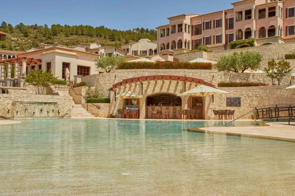 Lagoon-style swimming pool at Cap Vermell Grand Hotel in Canyamel, Majorca.
