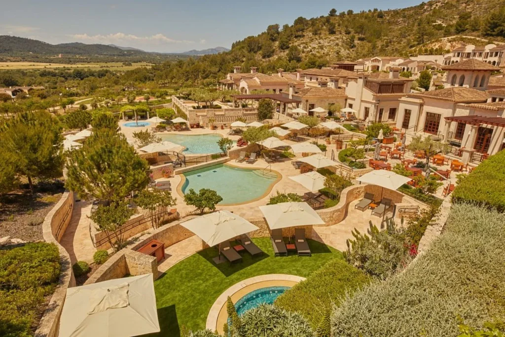 Main hotel and outdoor pools at Cap Vermell Grand Hotel in Canyamel.