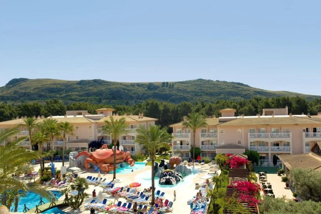 Family pool with a pirate-themed water playground at Mar Hotels Playa Mar & Spa in Port de Pollença.