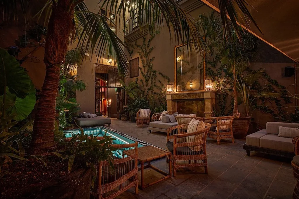 Courtyard lounge with plunge pool at Palma Riad in Palma, Mallorca