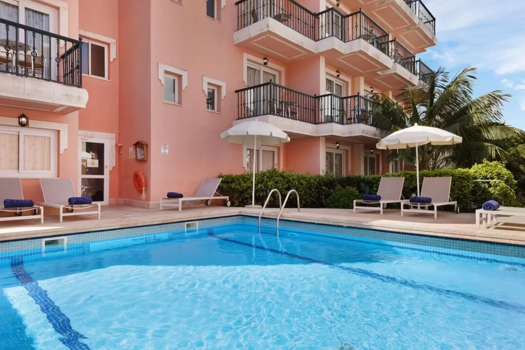 Outdoor swimming pool at THB Felip in Porto Cristo, Mallorca